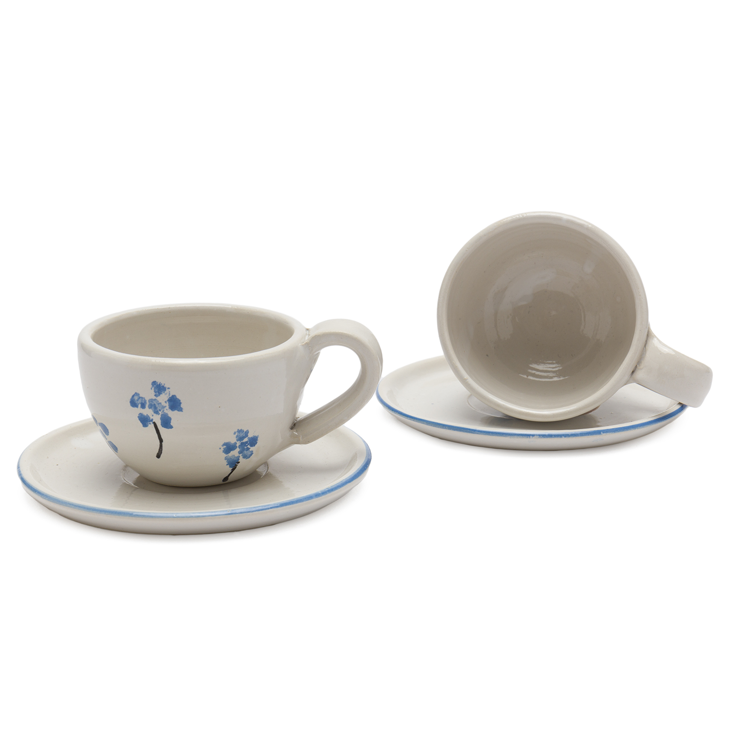 Tasse mit Untertasse (125 ml), blau geblümt